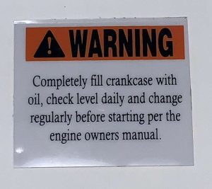 Decal, Oil Warning